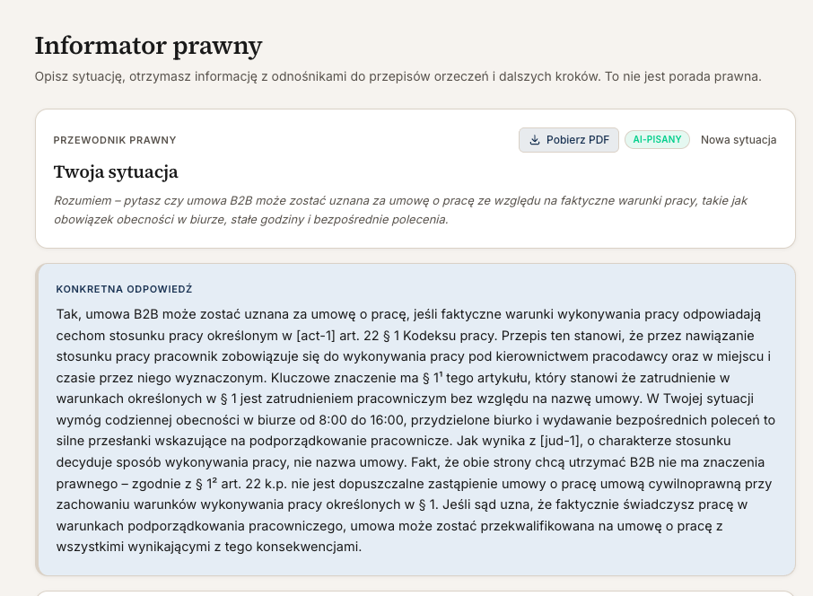 Informator: ekran startowy